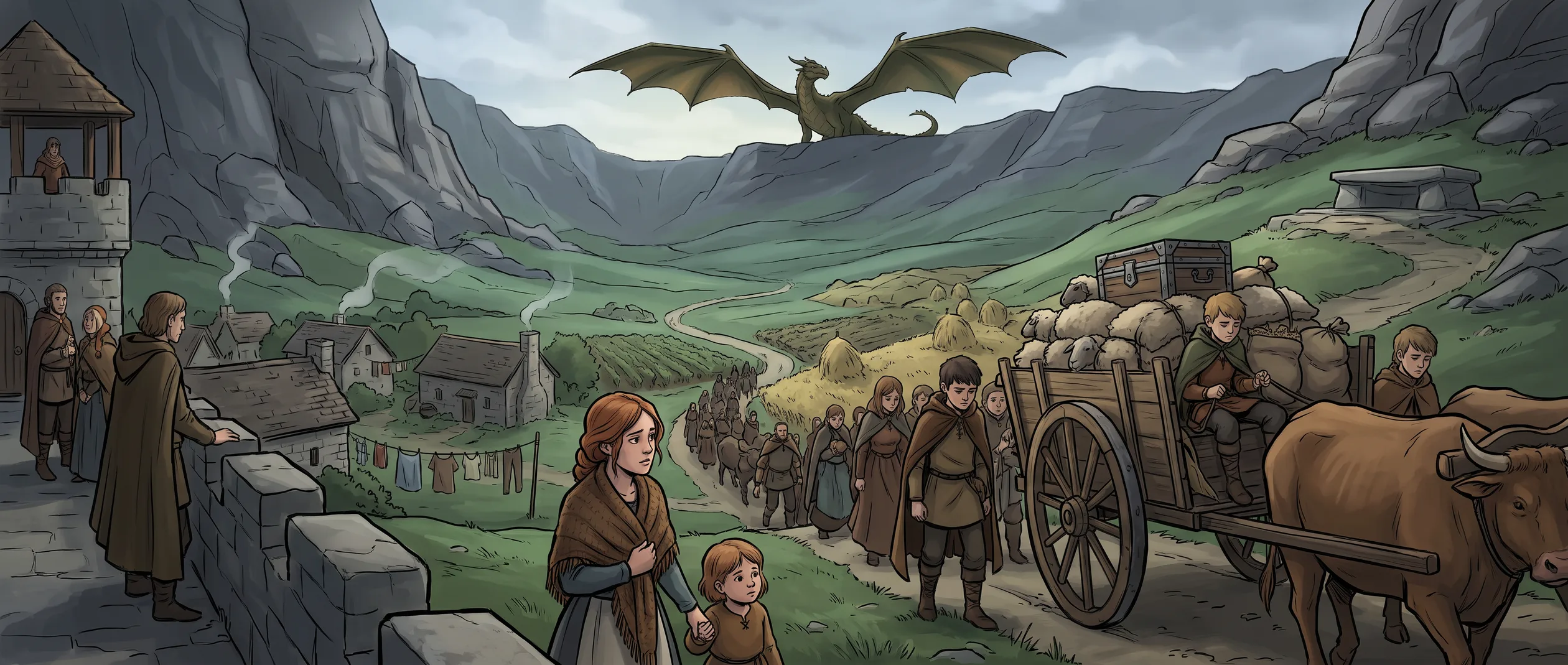 The dragon’s country — a land living under wings: the tithe-day comes whether you are ready or not, and a whole country arranges its life around the high crags