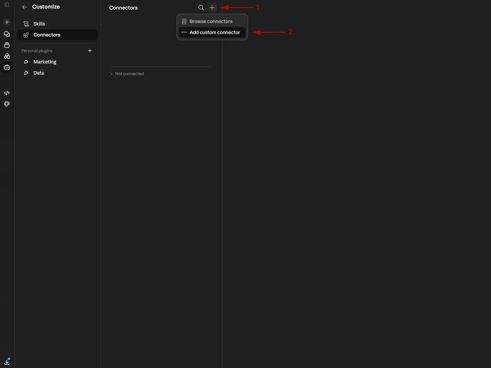 Click to add a custom connector