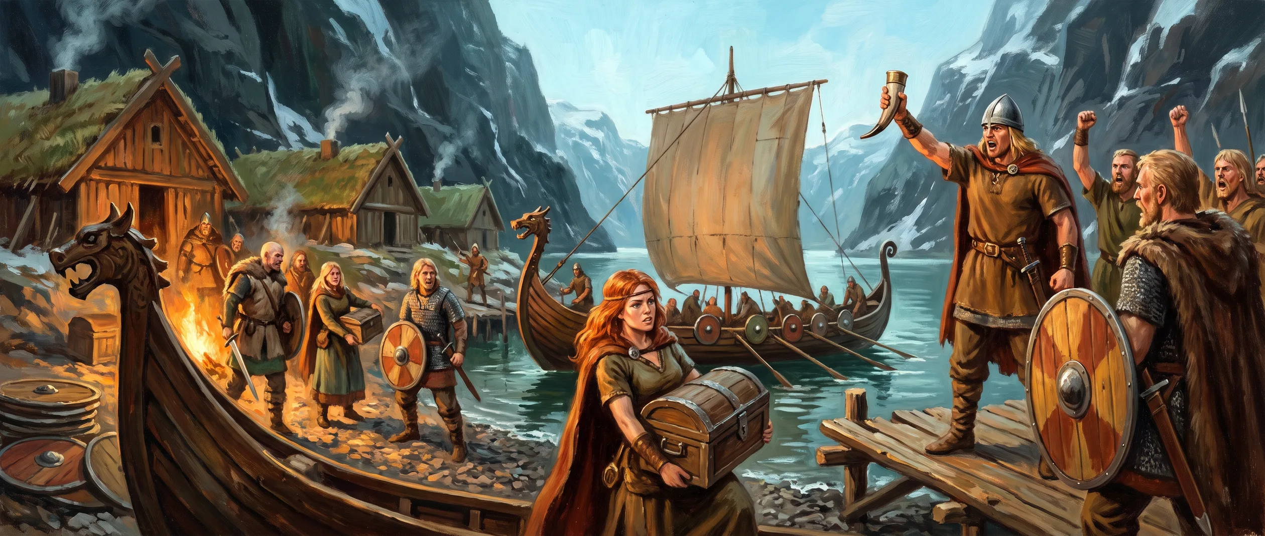 The Hrimvar frost-coast &mdash; fjord steadings under a pale sun &mdash; raiders in the sailing season, hosts like kings in the dark season