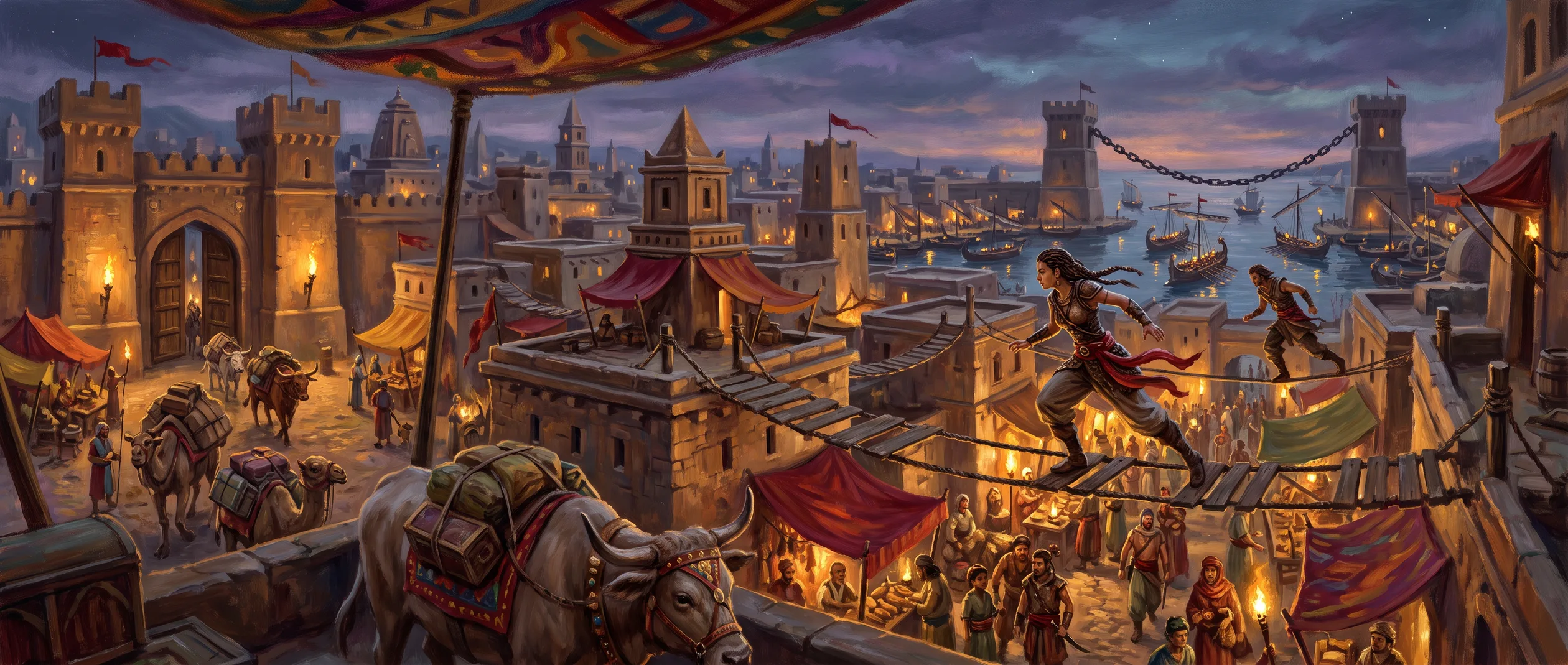 Velessa of the Hundred Knives &mdash; the crossroads city-state: a hundred merchant houses, each with a blade behind its smile