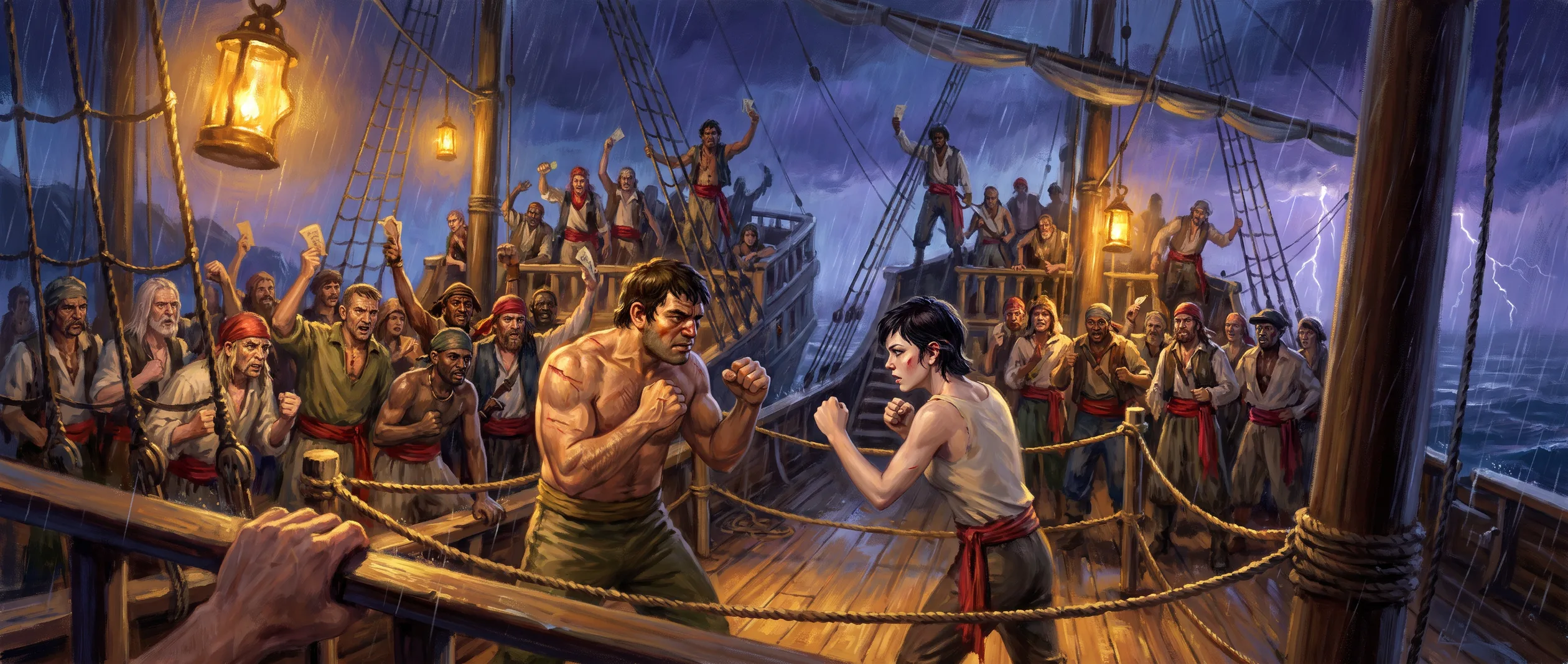 the wager-decks &mdash; two hulls lashed rail to rail