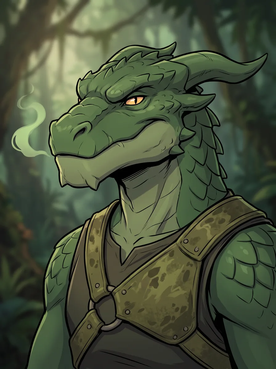 Green Dragonborn — character portrait